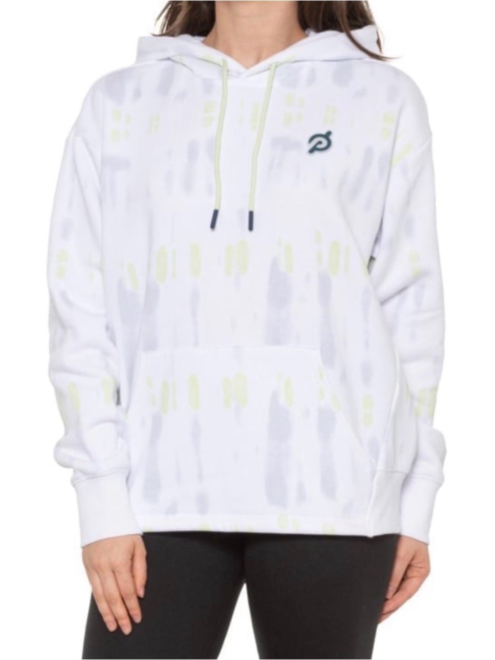 Peloton Chic Tie Dye Pullover Hoodie Sweatshirt Medium M White Green Gray